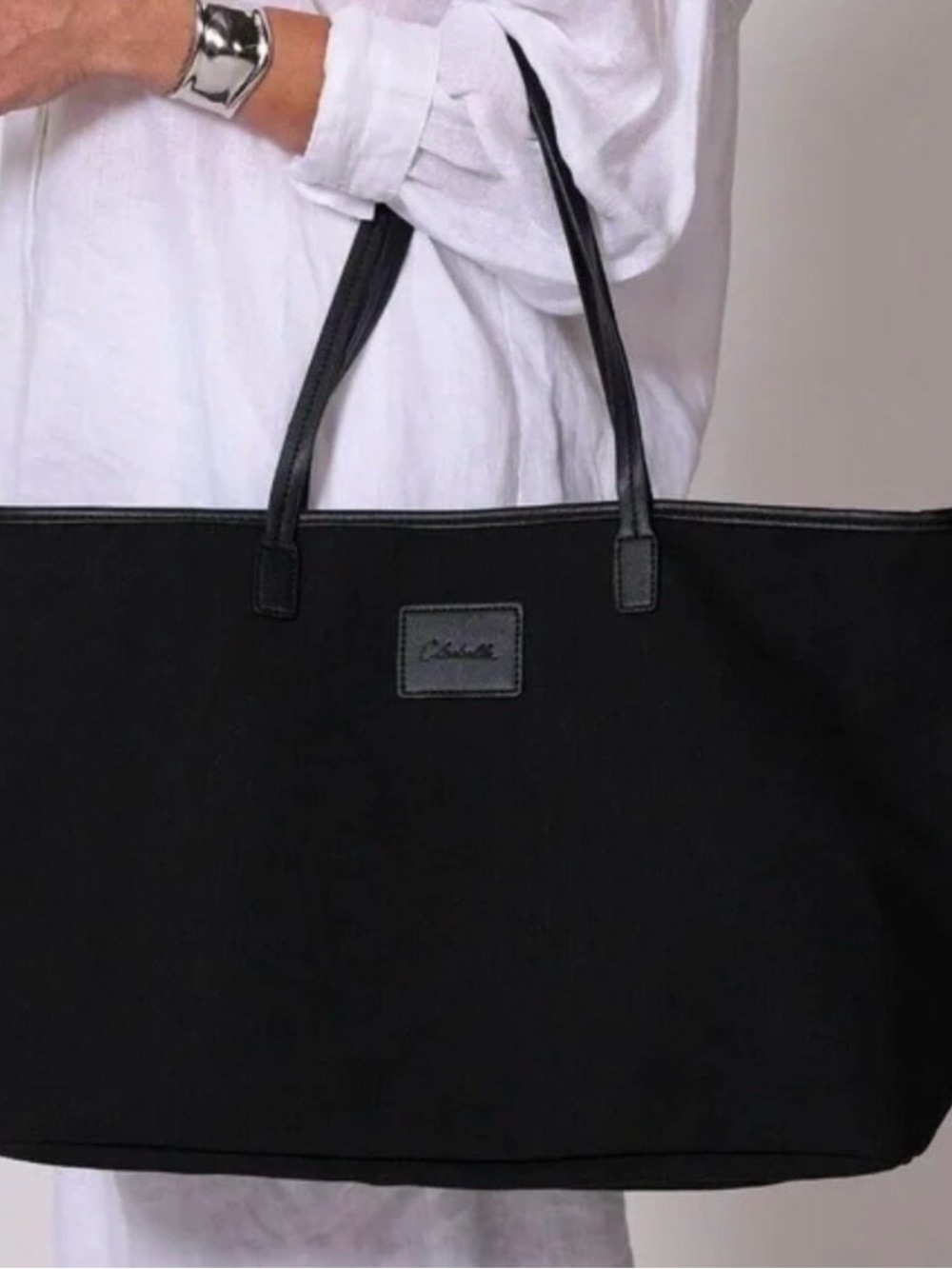 Cleobella Black Canvas Zip TopTote Bag